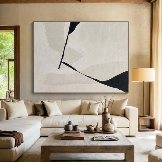 Unique Abstract Art Black and White Geometric Abstract Painting On Canvas HS795