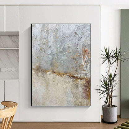 Hand-Painted Gray and Brown Abstract Textured Painting For Sale HS080