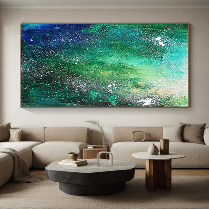 Unique Abstract Paintings Green and Blue Abstract Expressive Painting For Sale HS119