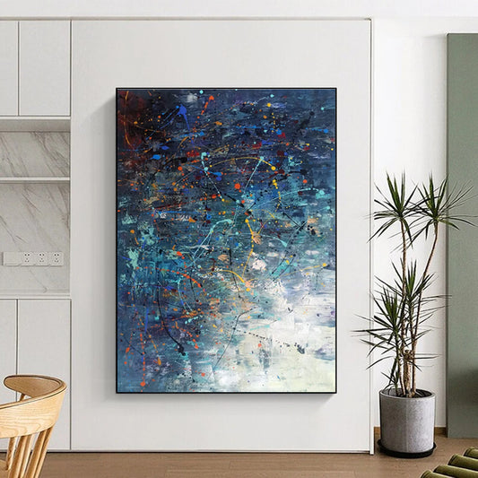 Unique Abstract Art Multicolor Splatter Abstract, Large Contemporary Wall Art HS243