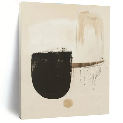 Handmade Art Black & Beige Minimalist Abstract Shape Art HS374