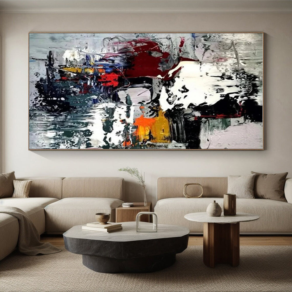 Hand-Painted Multicolor Gestural Abstract, Acrylic Modern Art Painting HS271