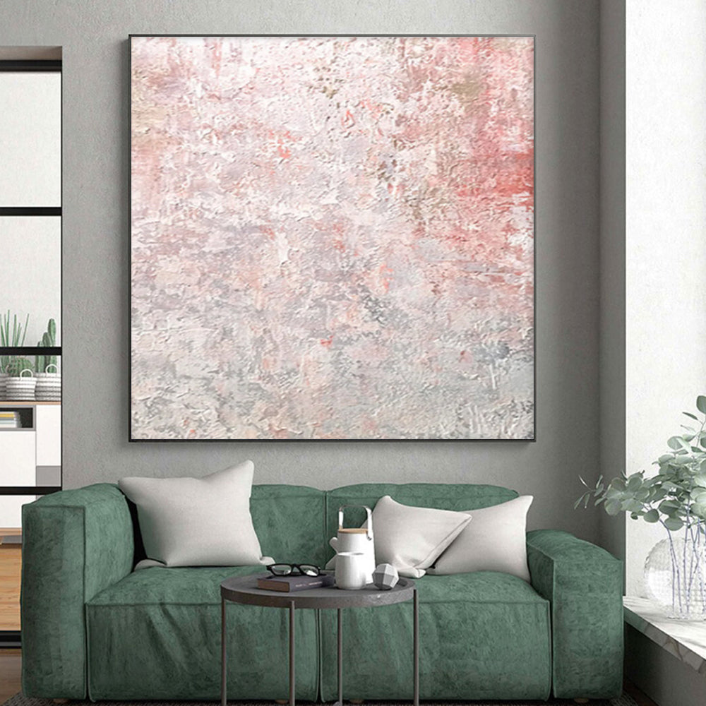 Hand-Painted Pink & Gray Textured Abstract, Acrylic Modern Art Painting HS291