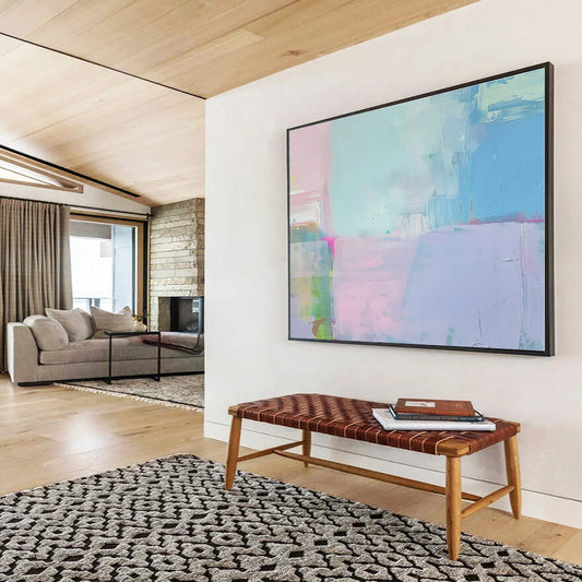 Big Size Pastel Blue, Pink and Purple Abstract Minimalist Painting WB108