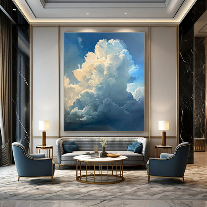 Blue, White Abstract Cloudscape Art For Bedroom and Living Room WS442