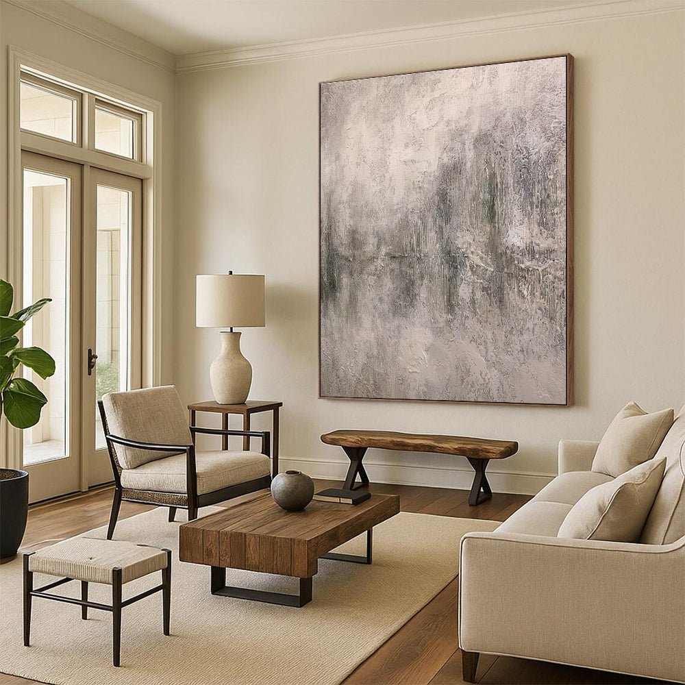 Handmade Art Gray Textured Abstract, Minimalist Canvas Art HS308