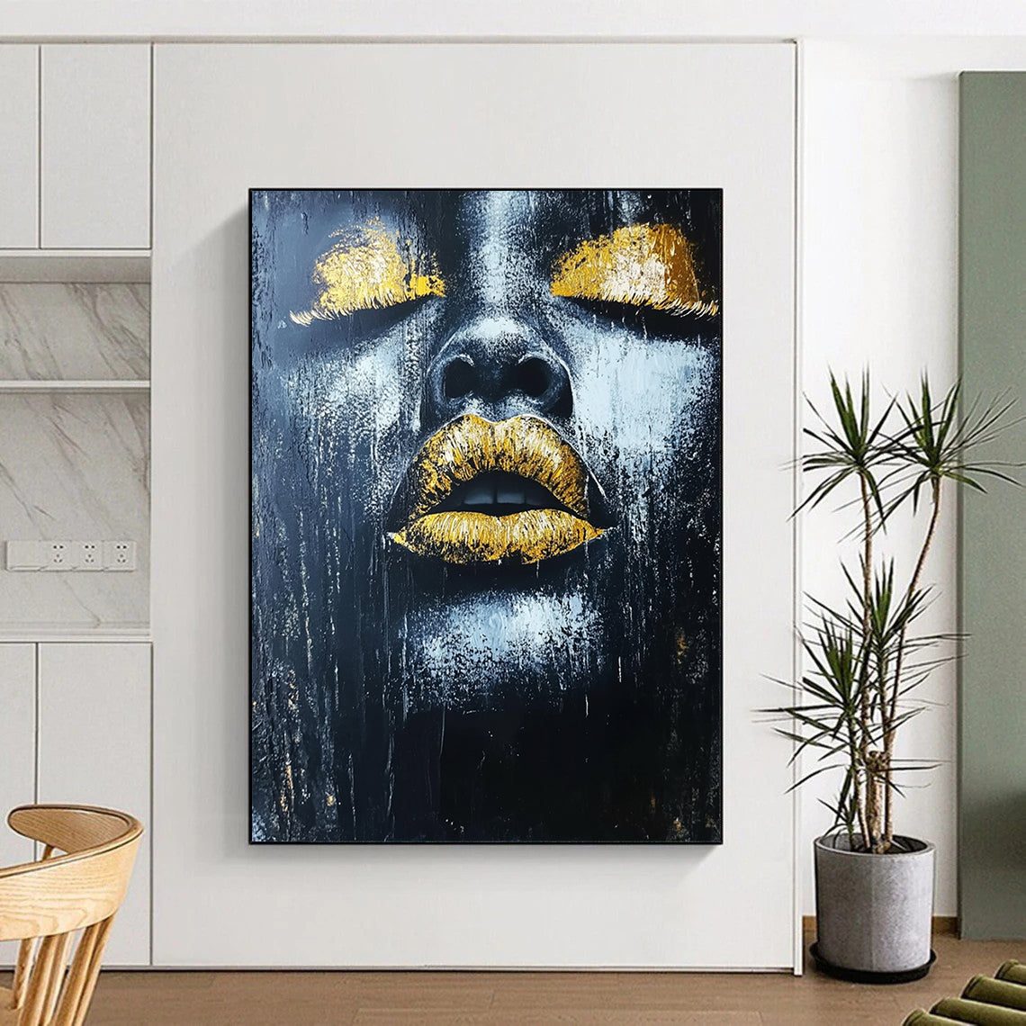 Black, Gold Abstract Figurative Art For Bedroom and Art Studio WS441