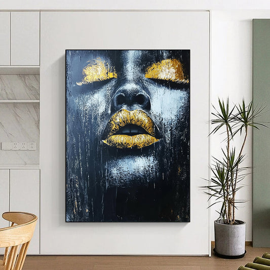 Black, Gold Abstract Figurative Art For Bedroom and Art Studio WS441