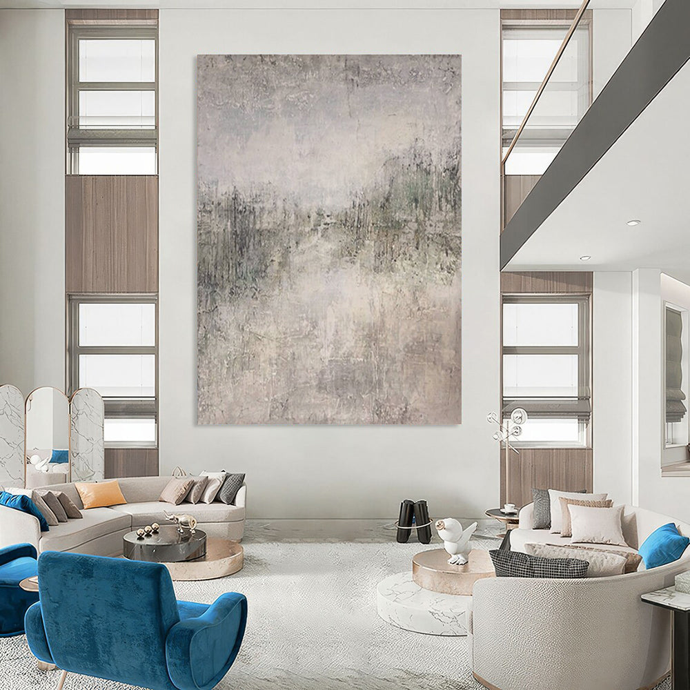 Gray and Beige Textured Abstract Landscape Painting For Sale Online WS489