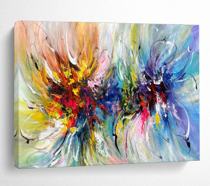 Contemporary Abstract Art: Multicolor Explosive Floral Abstract Painting WB344