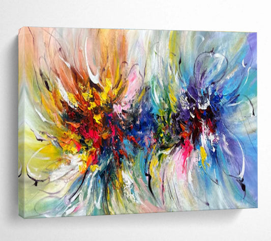 Contemporary Abstract Art: Multicolor Explosive Floral Abstract Painting WB344