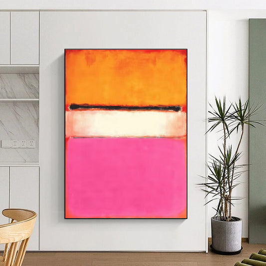 Orange, Pink, and Black Abstract Color Block Painting For Sale Online WS495
