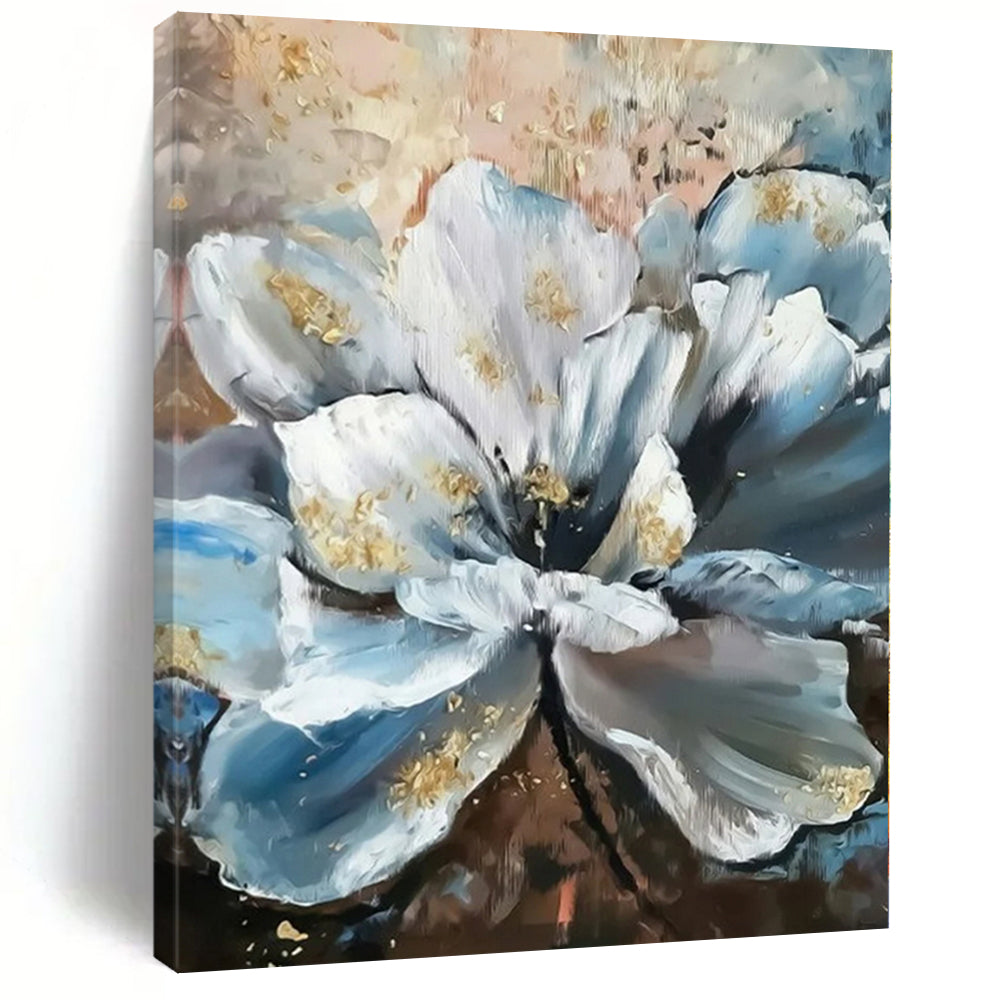 Blue, White, Gold Abstract Floral Art For Bedroom and Dining Room WS428
