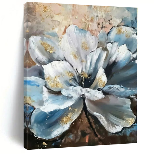 Blue, White, Gold Abstract Floral Art For Bedroom and Dining Room WS428