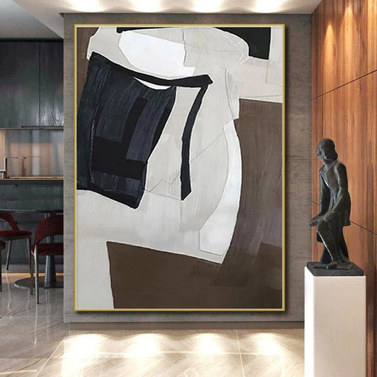 Minimalist Canvas Art with Gray, Black and White Colors, Abstract Rain Theme HS493