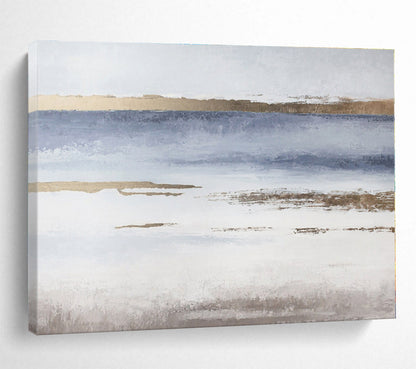 Oversized Canvas Art Blue, Gold and White Abstract Landscape Painting WB116