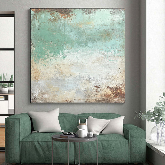 Unique Abstract Paintings Green and Brown Abstract Textured Painting For Sale HS130