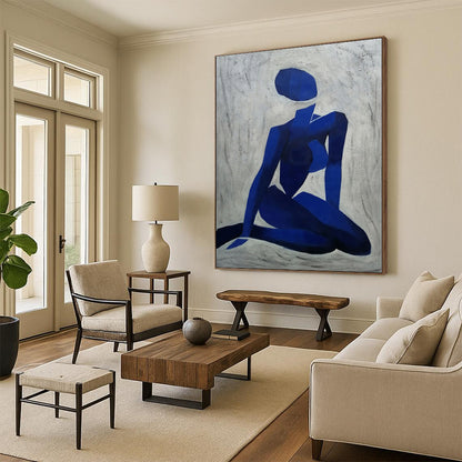 Blue, White Abstract Figurative Art For Bedroom and Art Studio WS426