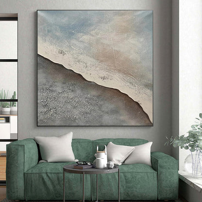 Large Size Gray & Beige Textured Abstract Landscape Art HS408