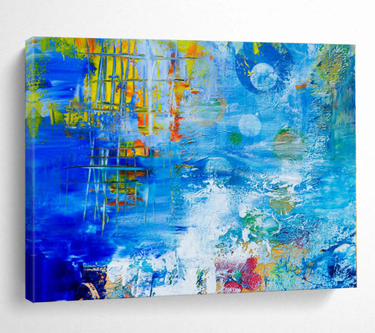 Big Size Blue, Yellow and Red Abstract Surreal Painting WB105