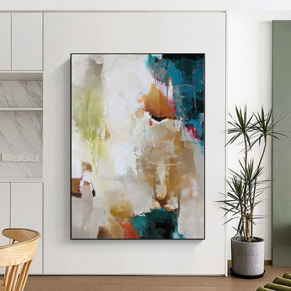 Hand-Painted Multicolor Abstract Expressionist Painting For Sale HS012