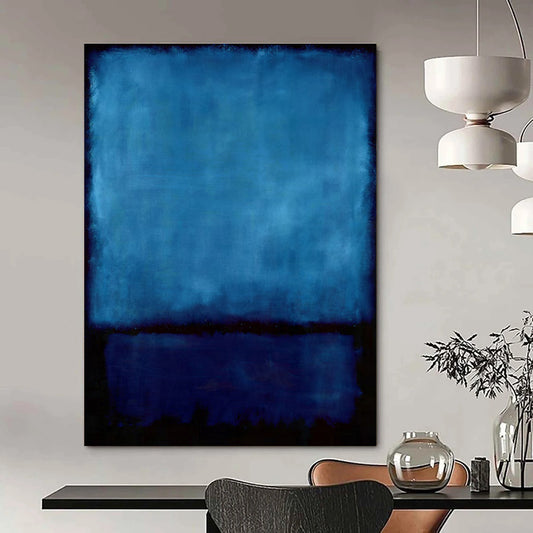 Deep Blue Abstract Color Block Painting For Sale WS496
