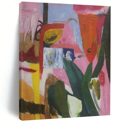 Cool Abstract Paintings Pink, Orange, and Green Dynamic Abstract Painting On Canvas HS775
