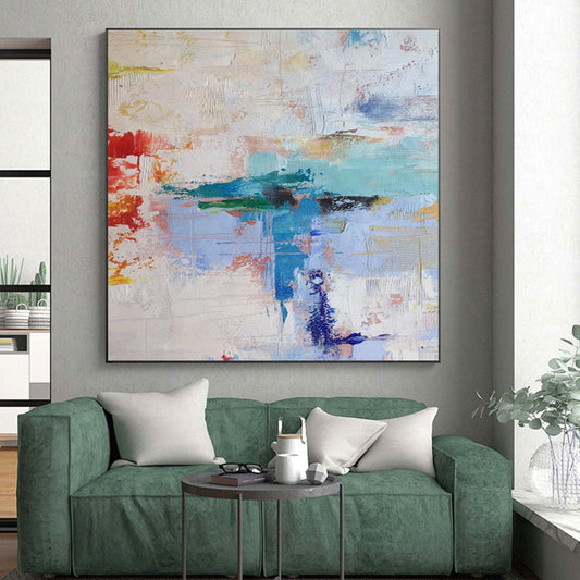 Handmade Art Multicolor Gestural Abstract, Minimalist Canvas Art HS360