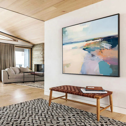 Contemporary Abstract Art: Pastel and Bold Coastal Abstract Painting WB349