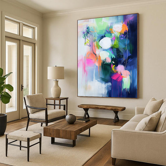 Unique Abstract Art Multicolor Abstract Floral Painting For Sale HS166