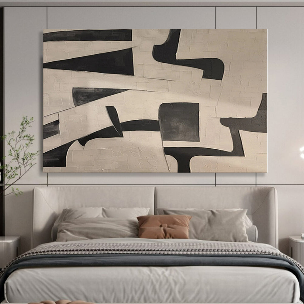 Black, White Abstract Geometric Acrylic Painting WB028