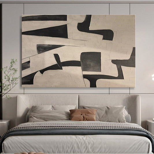 Black, White Abstract Geometric Acrylic Painting WB028