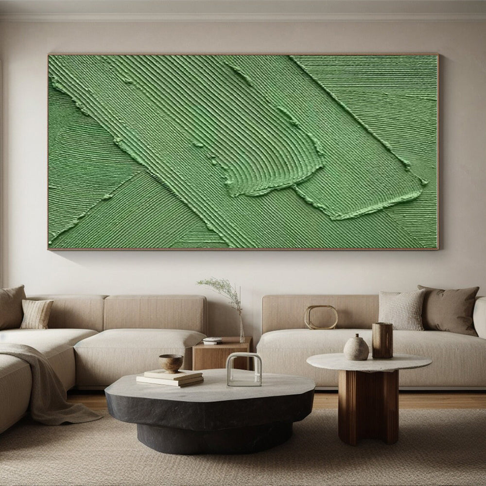 Unique Abstract Art Green Textured Abstract, Large Contemporary Wall Art HS340