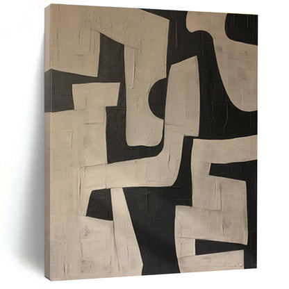 Unique Abstract Art Black & White Geometric Abstract, Large Contemporary Wall Art HS316