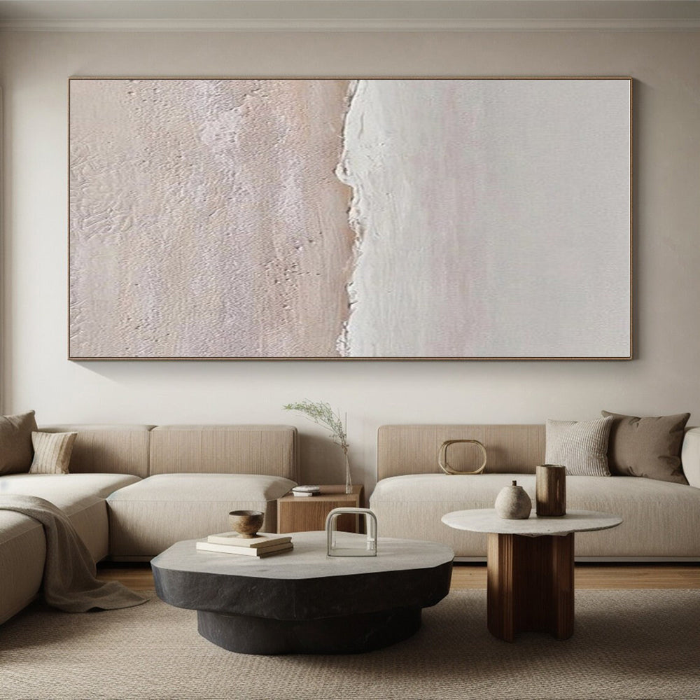 Large Size Textured Neutral Coastal Abstract Art, Cool Abstract Paintings HS550