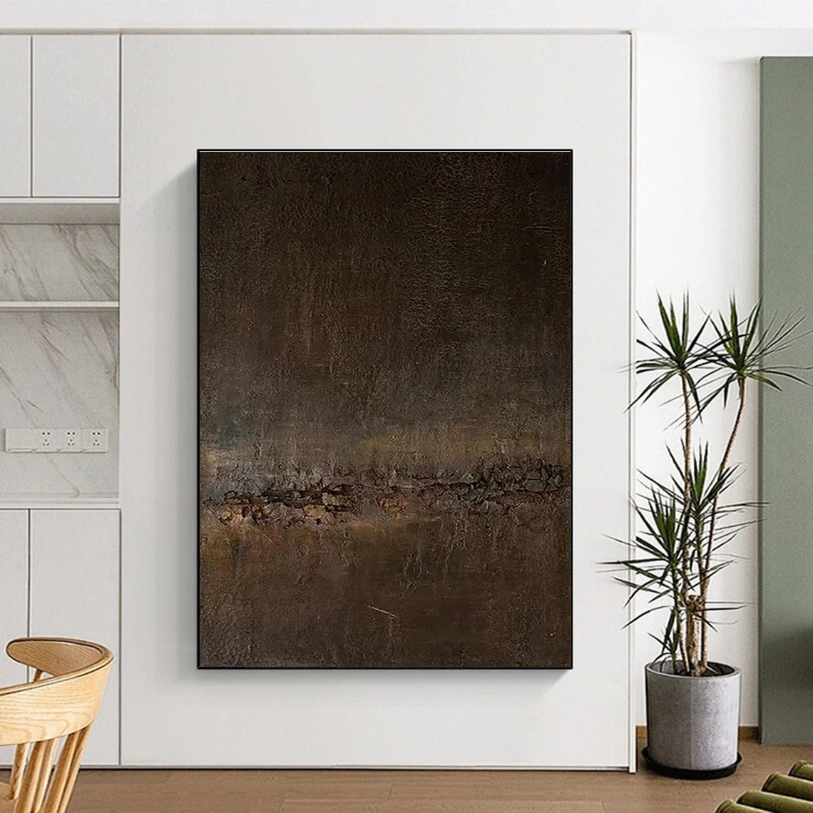 Handmade Art Brown Textured Abstract, Minimalist Canvas Art HS314