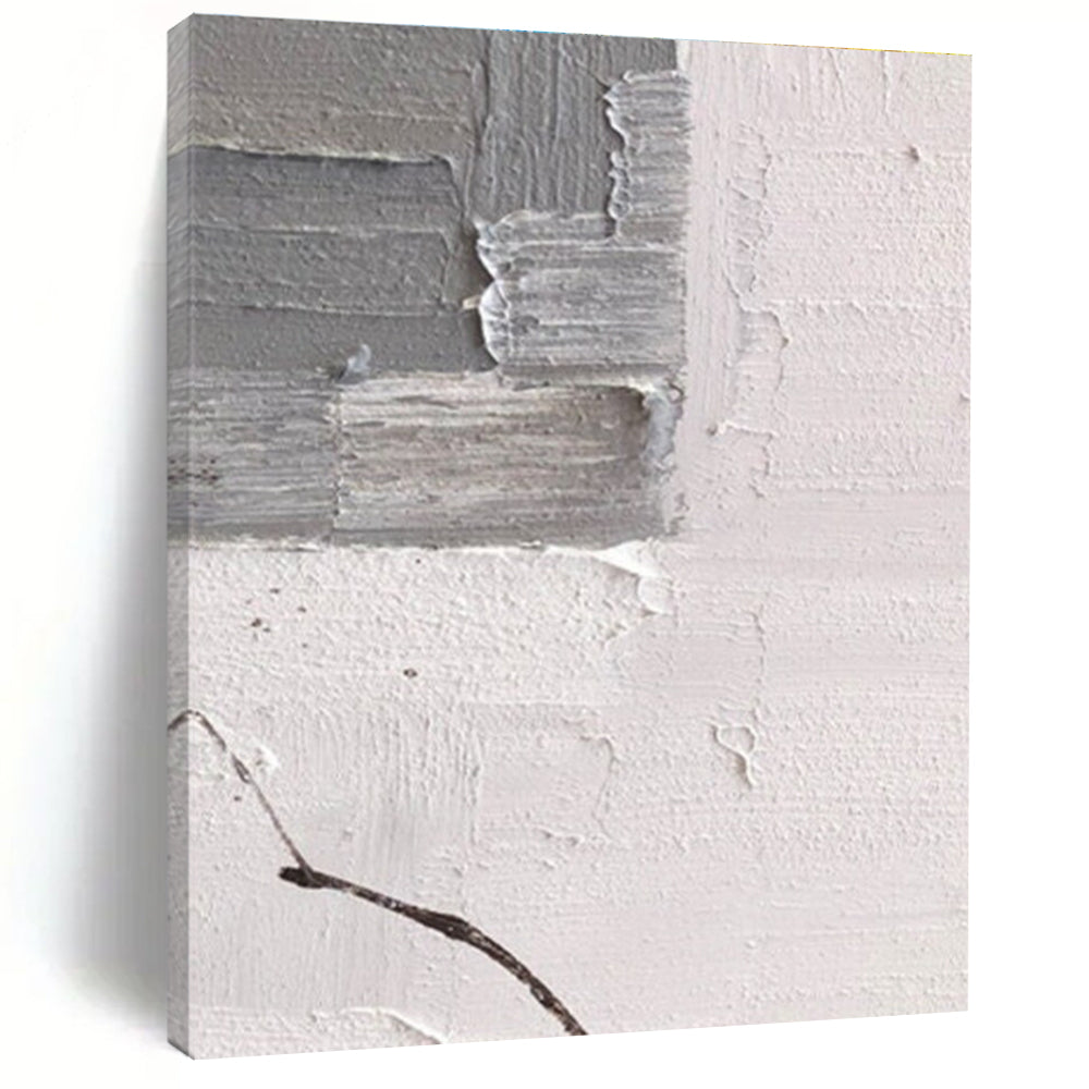 Minimalist Canvas Art Gray & White Textured Abstract, Handmade Art HS263