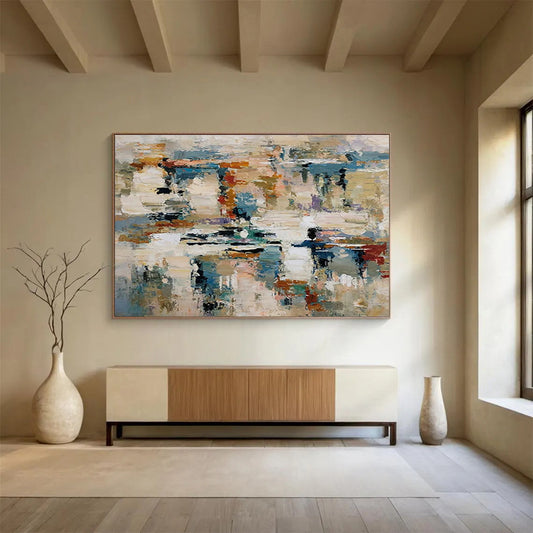 Oversized Canvas Art Multicolor Abstract Textured Composition, Abstract Acrylic Painting WB172