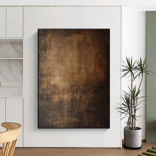 Minimalist Canvas Art Brown Textured Abstract Art HS623