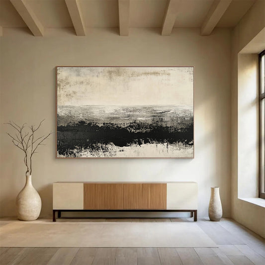 Horizontal Gray Textured Landscape Abstract Painting WB259