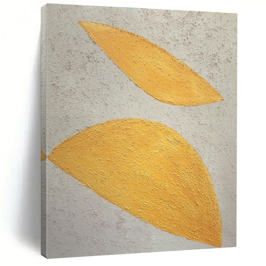 Hand Painted Art Yellow and Beige Textured Abstract Art HS638