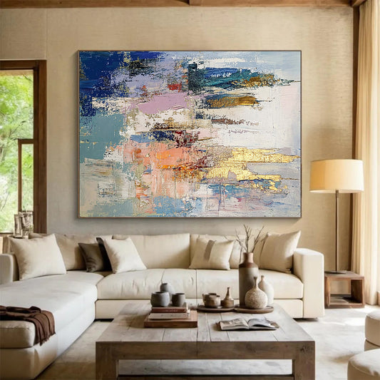 Gaint Canvas Art Multicolor Abstract Cityscape Painting For Sale HS146