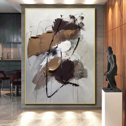Handmade Art Neutral Tones with Textured Strokes Abstract Art HS584