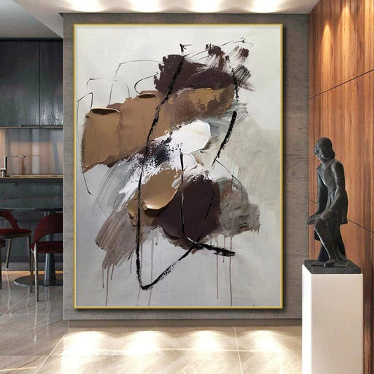 Handmade Art Neutral Tones with Textured Strokes Abstract Art HS584
