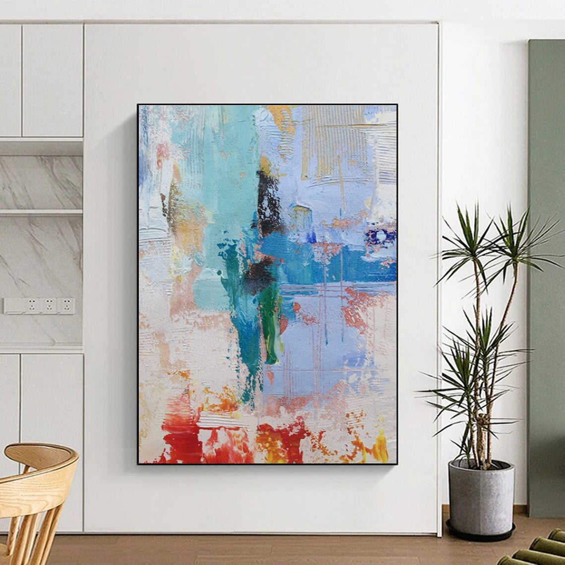 Unique Abstract Art Blue, Green, and Red Dynamic Abstract Art HS768