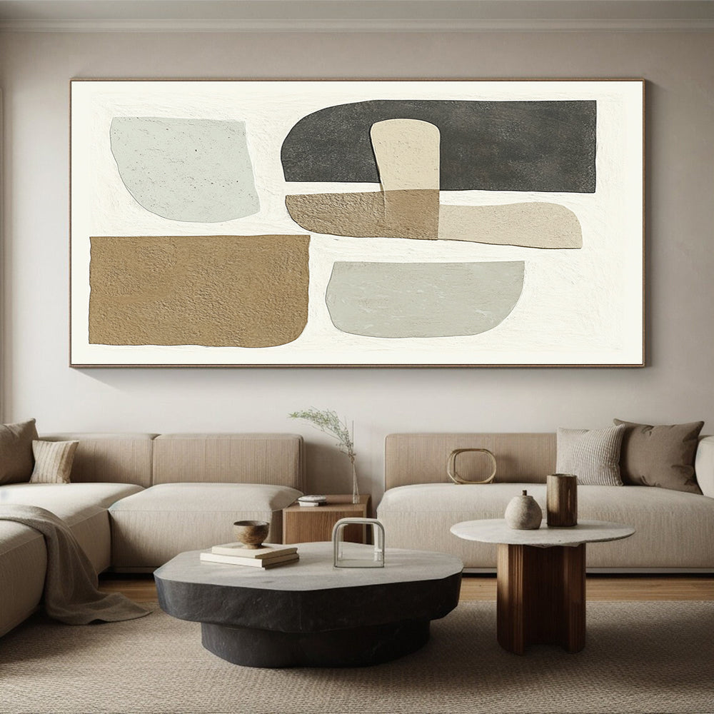 Hand Painting Neutral Geometric Shapes Abstract Art HS186