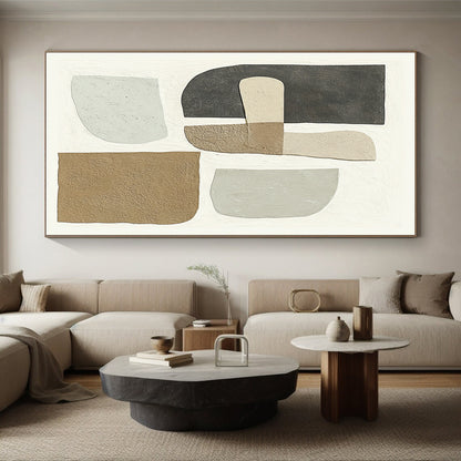 Hand Painting Neutral Geometric Shapes Abstract Art HS186