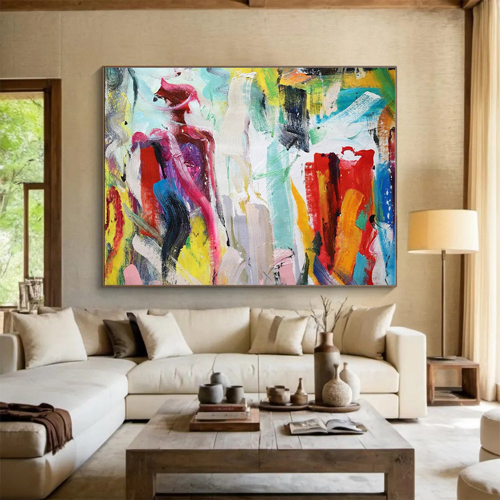 Oversized Canvas Art Multicolor Abstract Figurative Painting WB083