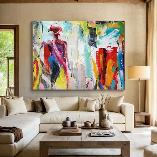 Oversized Canvas Art Multicolor Abstract Figurative Painting WB083