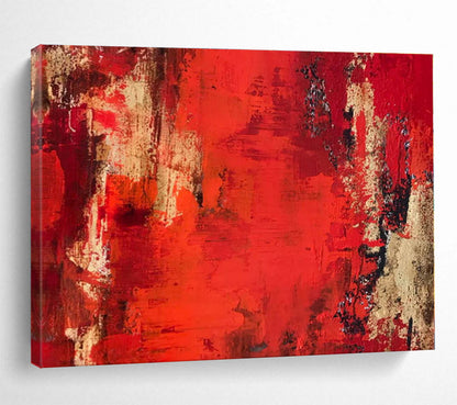 Big Size Red, Beige and Black Abstract Textured Painting WB080